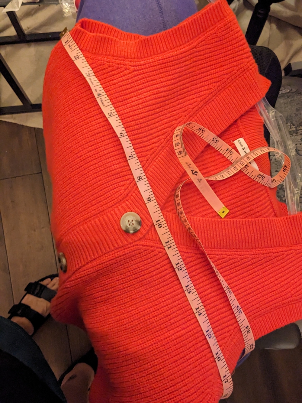 Burnt Orange Rust Red Ribbed Button Cropped Knit Vest Fall Cozy - Picture 8 of 8